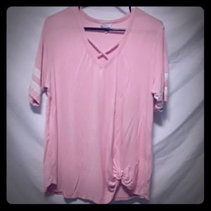 Light Pink Boutique Football Twist Front Size 1X